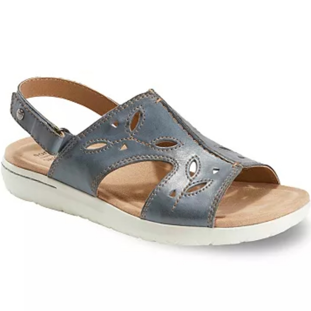 WOMEN'S Earth Origins TAWNY TRISH Blue Sling Back Laser Cut Sandals Sz 8